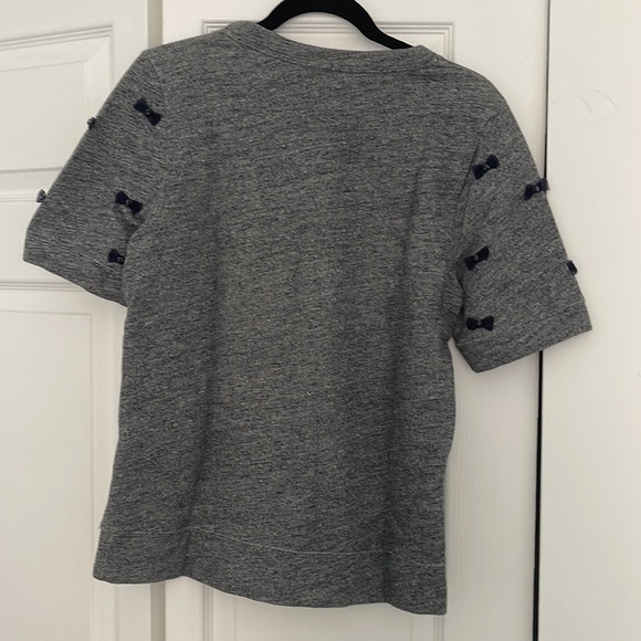 J. Crew Bow Embellished Gray Sweatshirt Top, medium - Picture 8 of 9